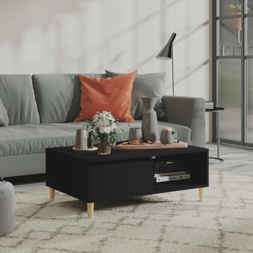 Tavolino da Salotto Nero 90x60x35 cm in Legno Multistrato 805996