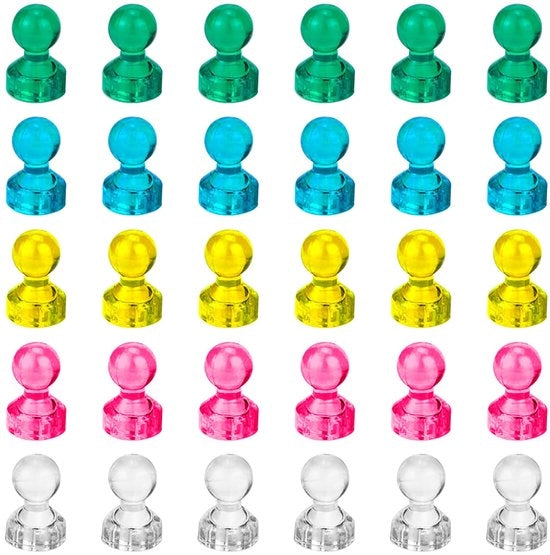 Pacchetto con 30 magneti per lavagne, magneti neodimio, magneti per lavagna bianca, magneti per frigorifero per uso domestico, ufficio e scuola, 11 x 17 mm, piccoli magneti per frigorifero (5 colori).