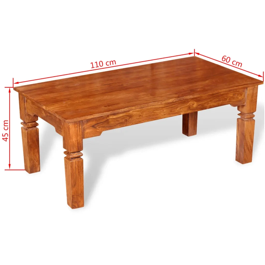 vidaXL Tavolino da Salotto in Legno Massello 110x60x45 cm
