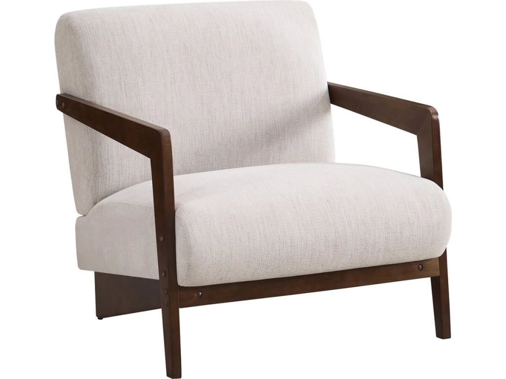 Poltrona scandinava in legno e tessuto "Lena" - Beige