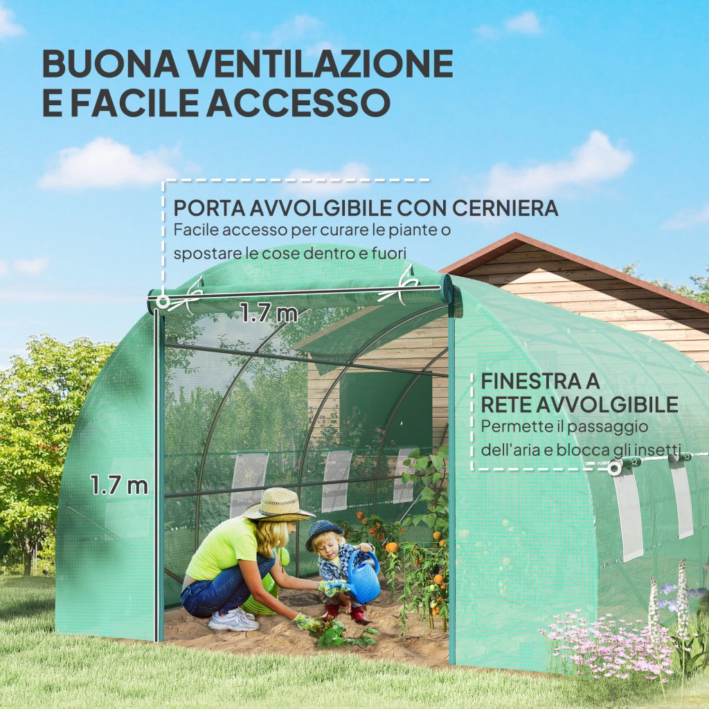 Serra da Giardino Tunnel con Finestre ¨C Zephmum ¨C Verde 6x3x2 m