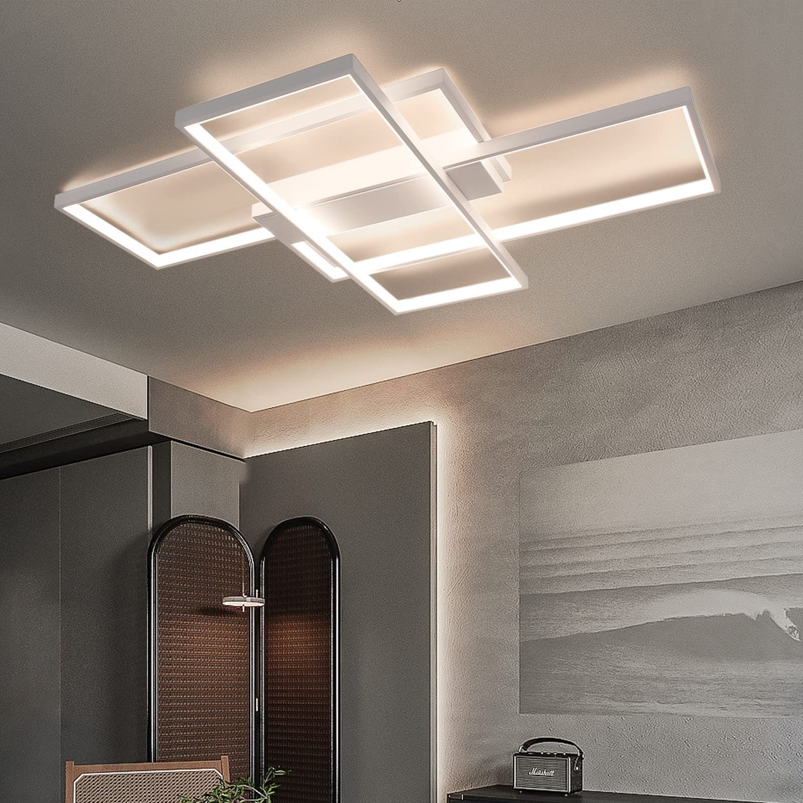 ZMH Lampada da soffitto LED moderna geometrica rettangolare 100cm per soggiorno camera