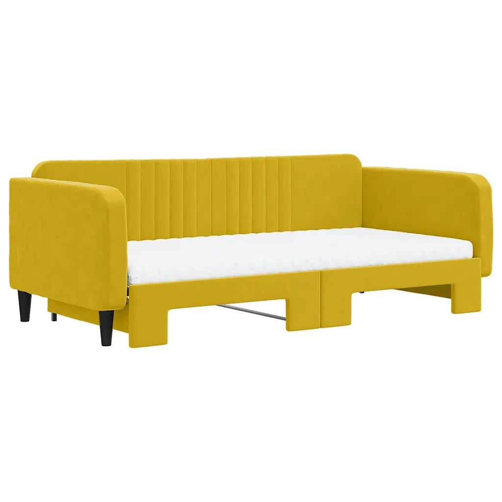 Divano Letto Estraibile con Materassi Giallo 100x200 cm Velluto 3197099