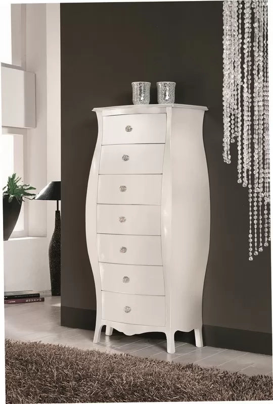 Cassettiera classica bombata legno bianco 74x37x142 - Mobili 2G
