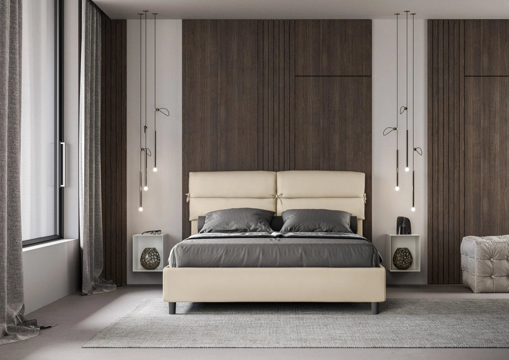 Letto Matrimoniale 160x200 cm con Rete e Contenitore Nandy Tortora