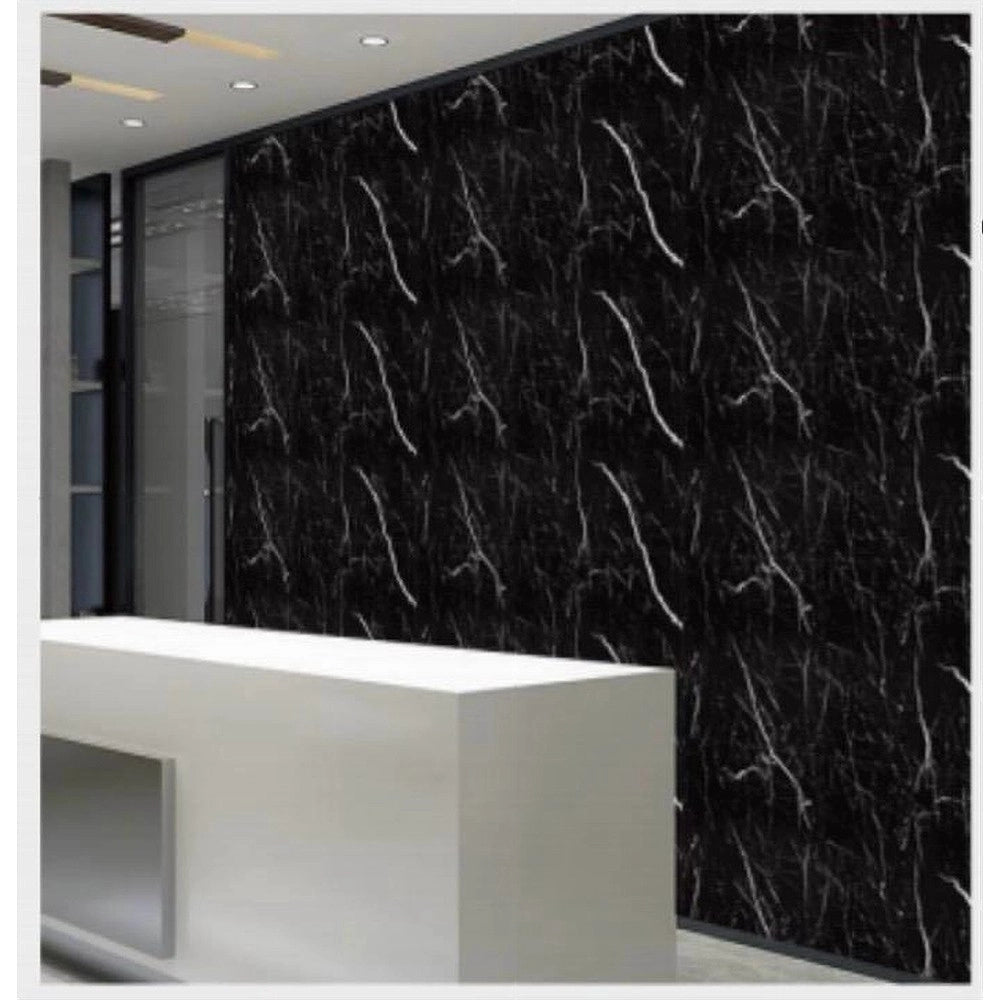 Trade Shop - Pannello Adesivo Effetto Marmo Nero Argento Pareti Paraschizzi 300 X 60cm Stanza -