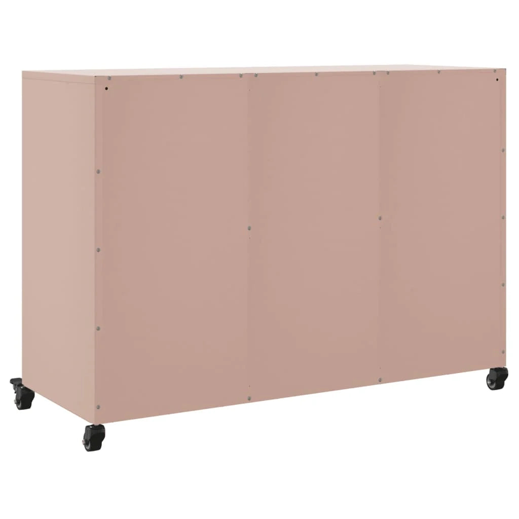 Credenza cassettiera armadio mobile contenitore organizer per cucina soggiorno salotto 100,5 x 39 x 72 cm acciaio rosa 02_0036193