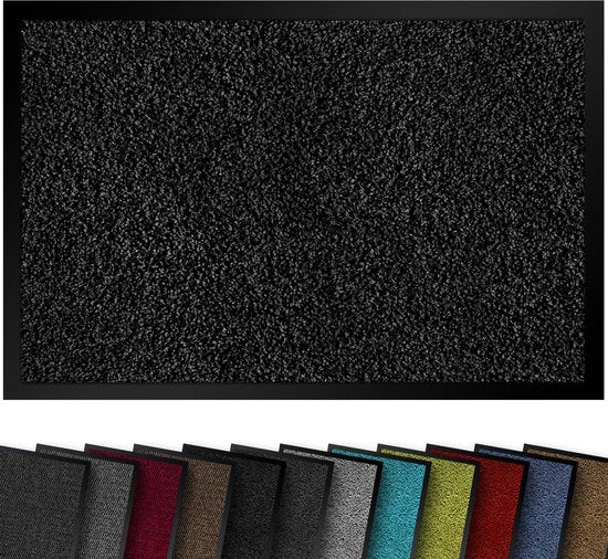 Mattezzaletto di alta qualità nero 90x120 cm per interni ed esterni - matto di ingresso antiscivolo, lavabile e resistente all'usura - matto per zona esterna - tappeto di ingresso sottile