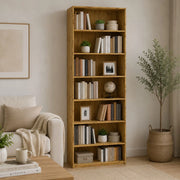 Biblioteca Lika, Libreria 6 Ripiani, 80x33x234h cm Marrone Rovere Nodi