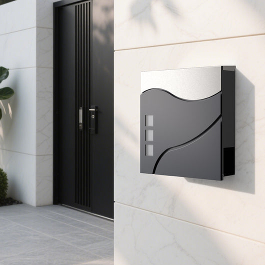 Cassetta postale con vano portagiornale V28 antracite e acciaio inox 370 x 102 x 370 mm