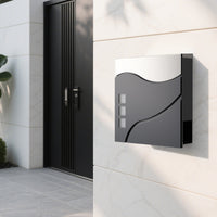 Cassetta postale con vano portagiornale V28 antracite e acciaio inox 370 x 102 x 370 mm