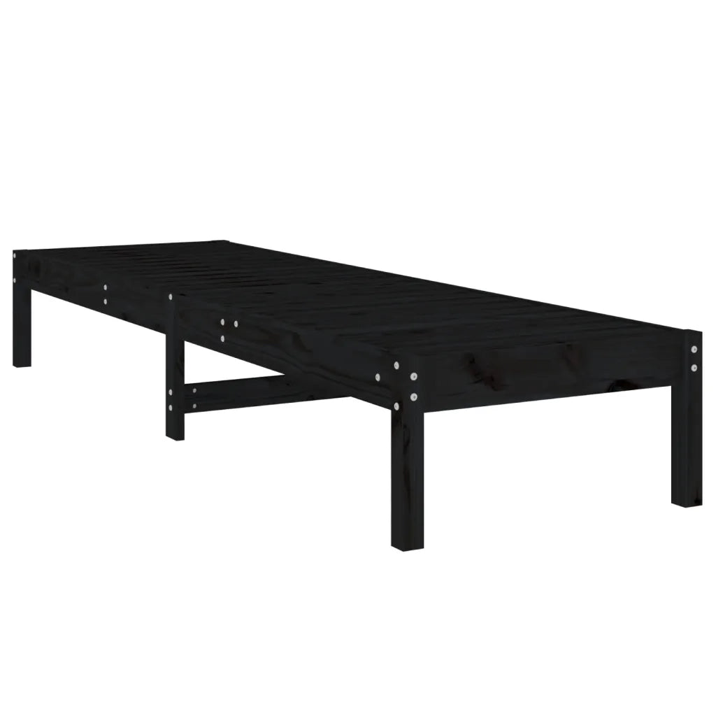 Lettini Prendisole 2pz Neri 199,5x60x74 cm Legno Massello Pino 825074