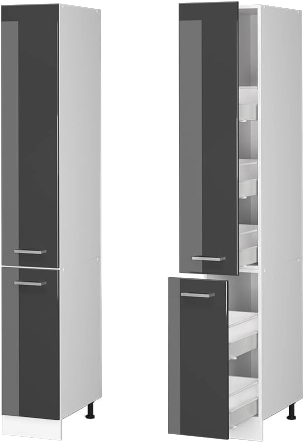 Dispensa universale R-Line, Antracite lucido, 30 cm con porte, per la conservazione di utensili domestici e per hobby