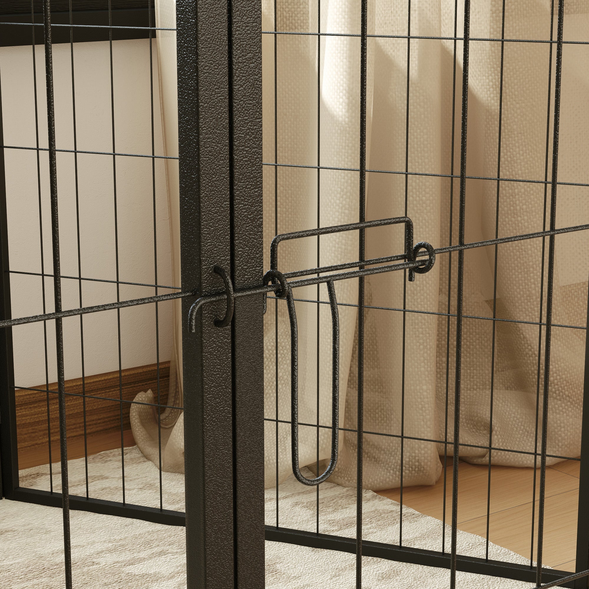 Recinto per Cani a 6 Pannelli Modulabili da 80x1,5x80A cm con Porta di Ingresso in Acciaio Nero
