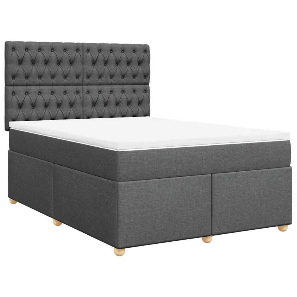 Giroletto a Molle con Materasso Grigio Scuro 140x190 cm Tessuto