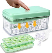 Scatola per Cubetti di Ghiaccio con Coperchio e Sostegno - Cubetti di Ghiaccio Quadrati Grandi per Cocktail e Whisky - 30 Compartimenti - Set da 2