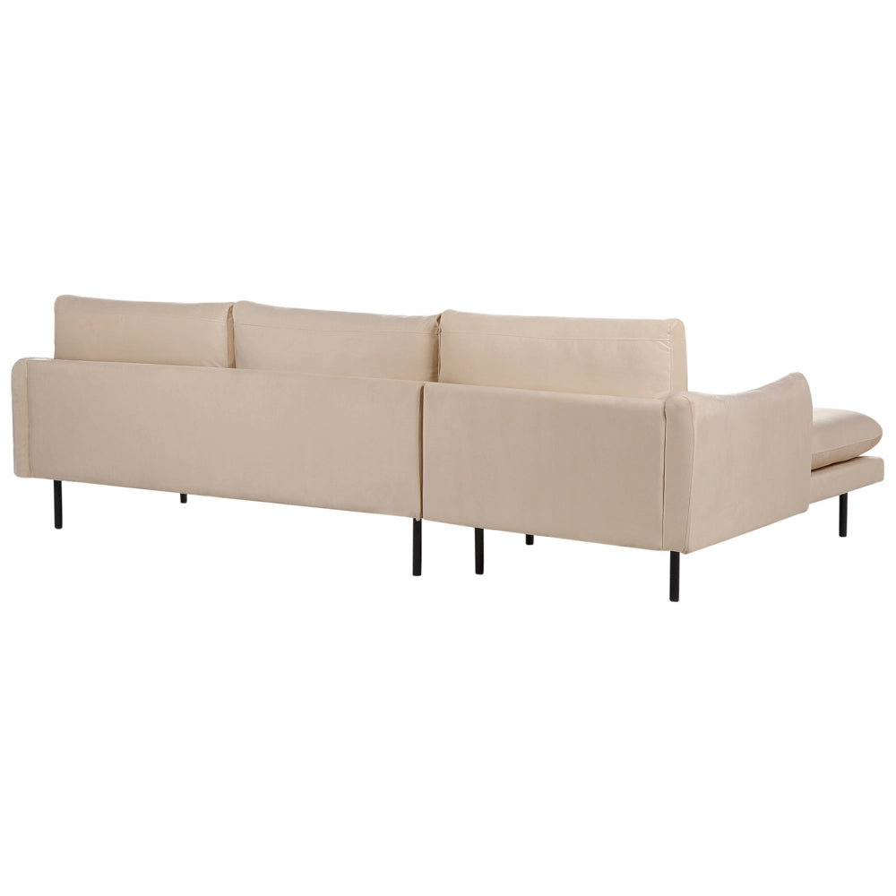 Divano angolare moderno in velluto beige con gambe nere a 4 posti lato destro Stile Retrò Moderno