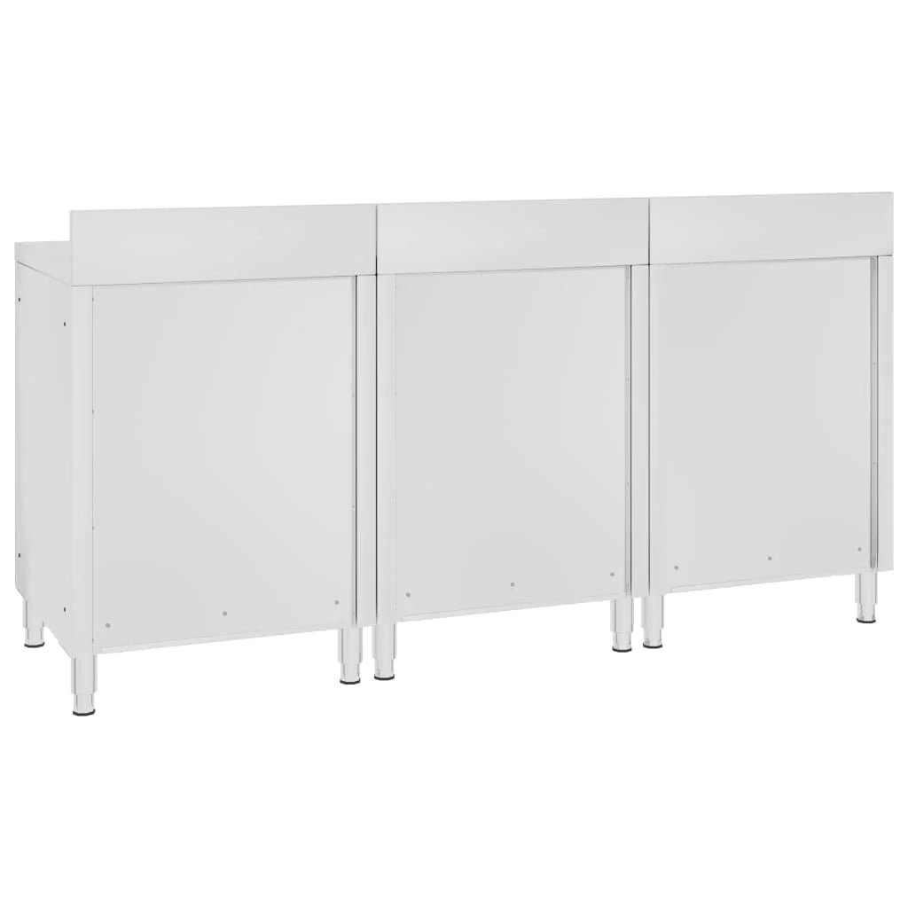 Tavolo da lavoro commerciale con mobiletto 180 x 60 x 96 cm acciaio inox 02_0001901