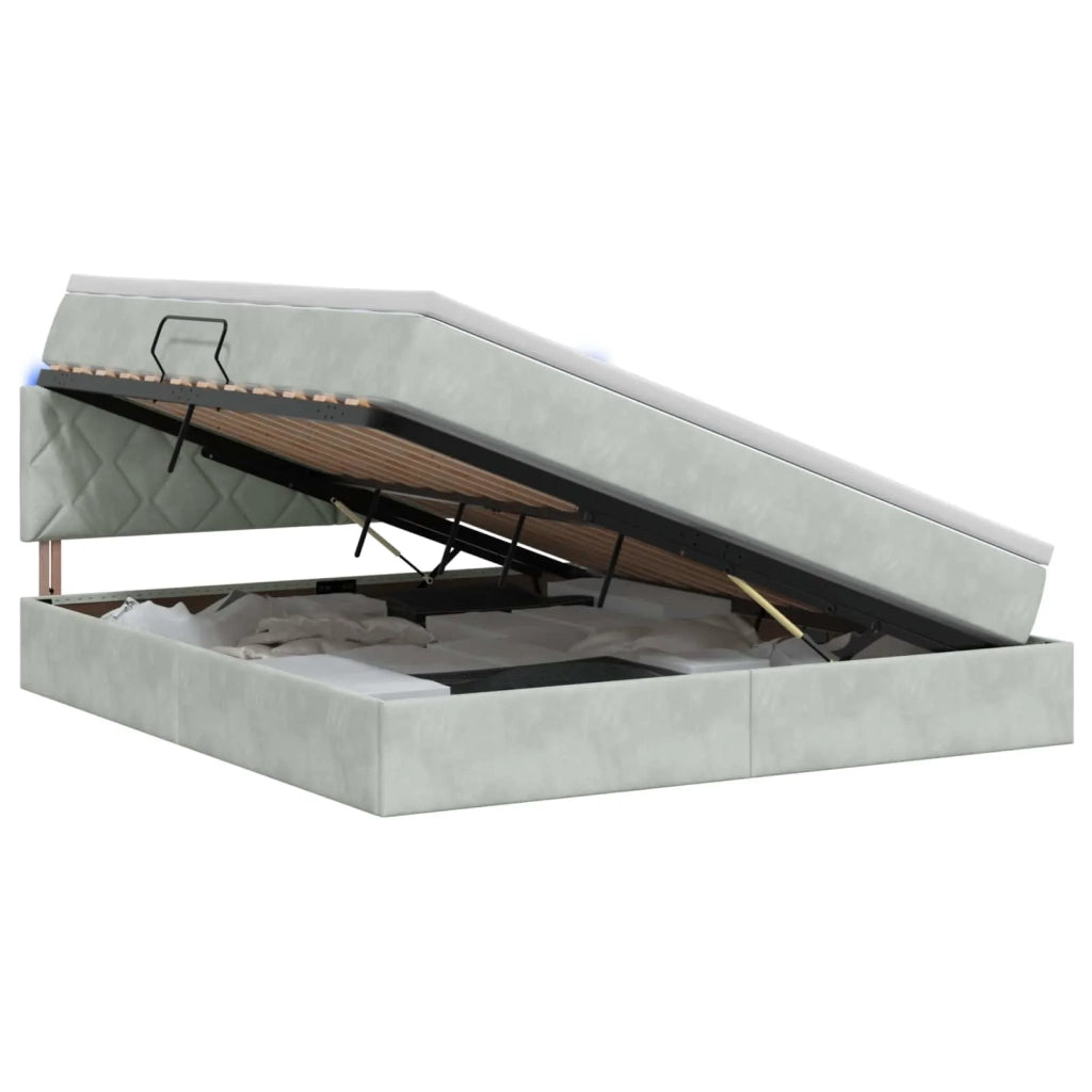 Letto con contenitore LED e materasso Grigio Chiaro 3459318