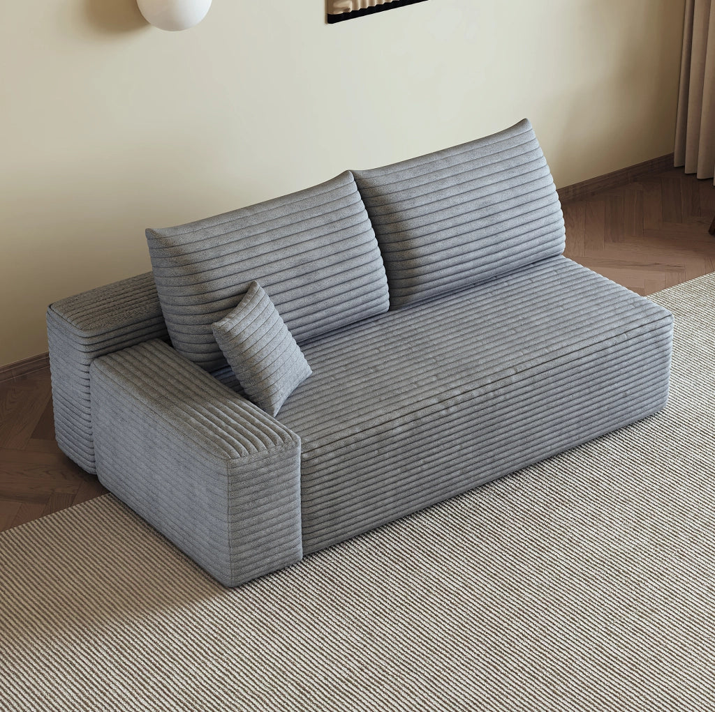 DIVANO Chaise lounge reversibile in tessuto grigio senza montaggio