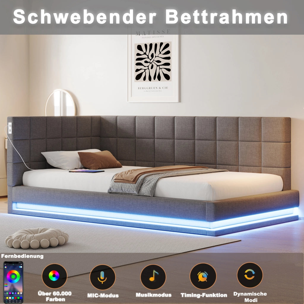 Letto divano multifunzione in lino 90x200 cm