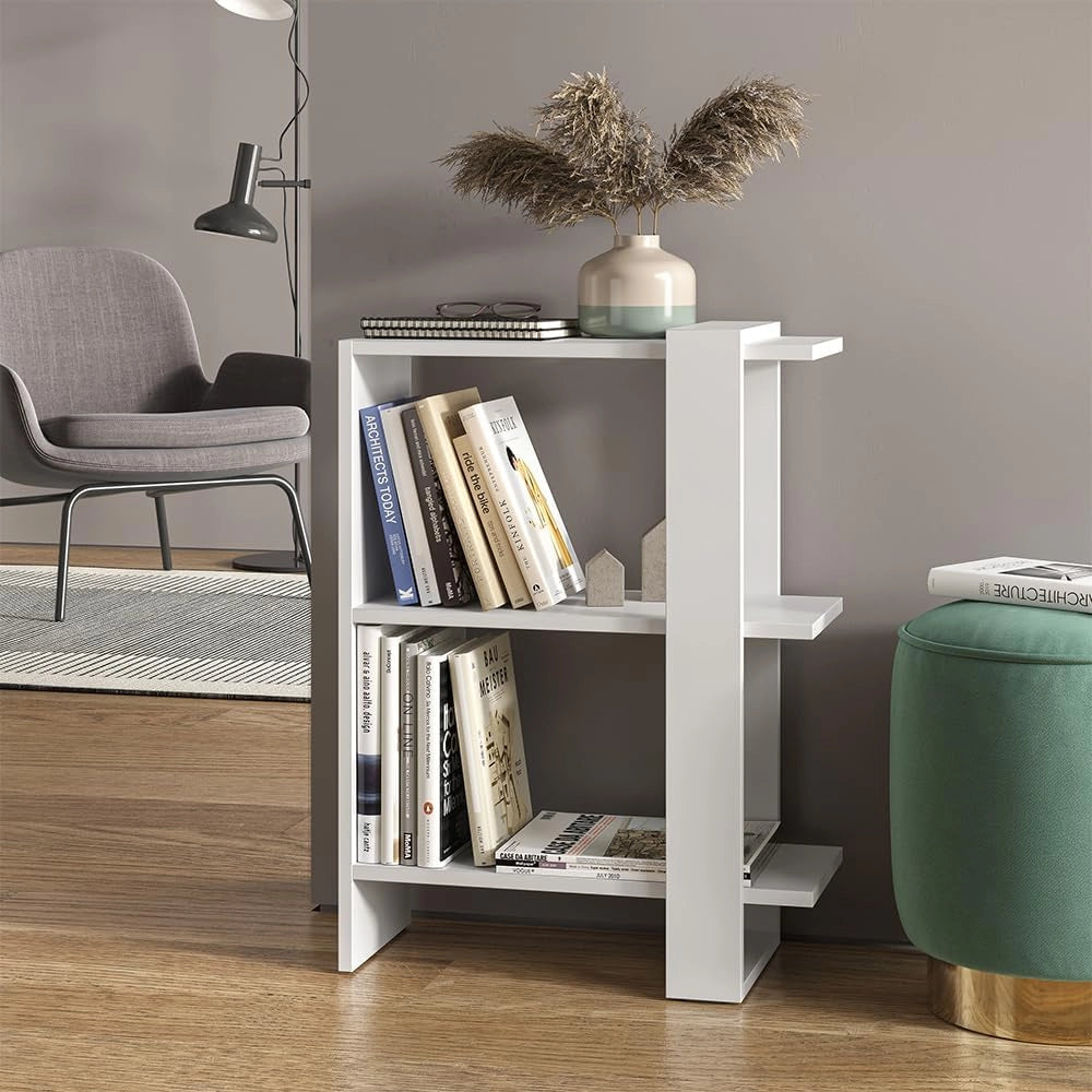 Divisorio per ambienti Basil, Bianco, 51.8 x 70 cm, utilizzabile come divisorio o come libreria aperta
