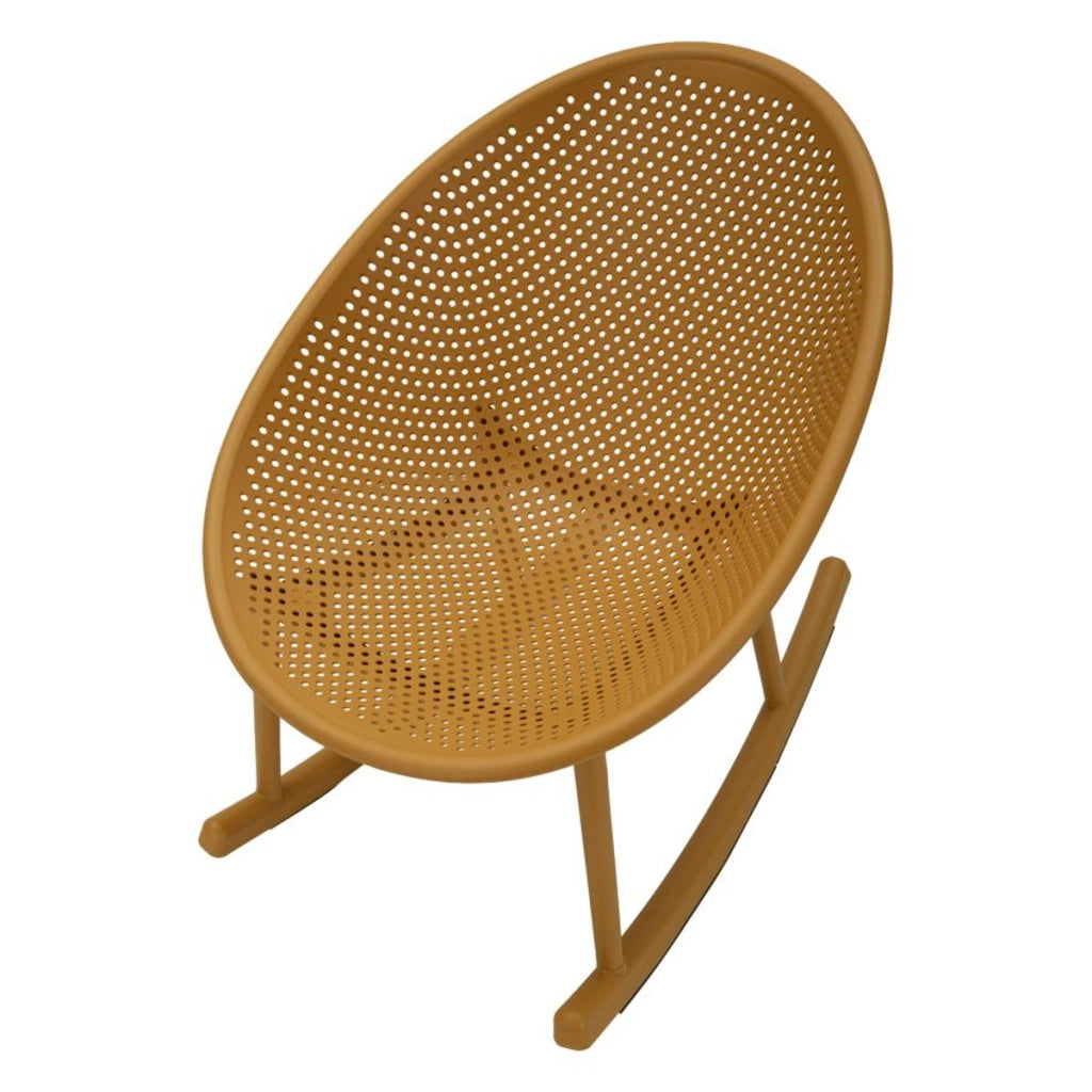 Set di 2 Sedie a Dondolo VKH1086, Giallo, Plastica, 66x88x80 cm