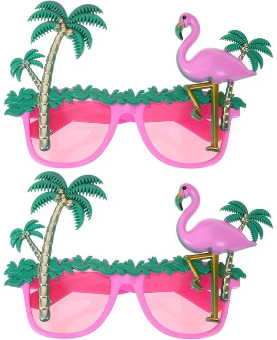 Ombrellone da Sole con Lenti Rosse Flamingo - Tinte Tropicale - Ideale per Feste Estive - Leggero e Comodo - Adatto per Cabine Fotografiche
