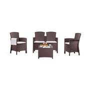 Salottino da esterno Asiak, Set da giardino con cuscini, Salottino  effetto rattan, 100% Made in Italy colore Marrone