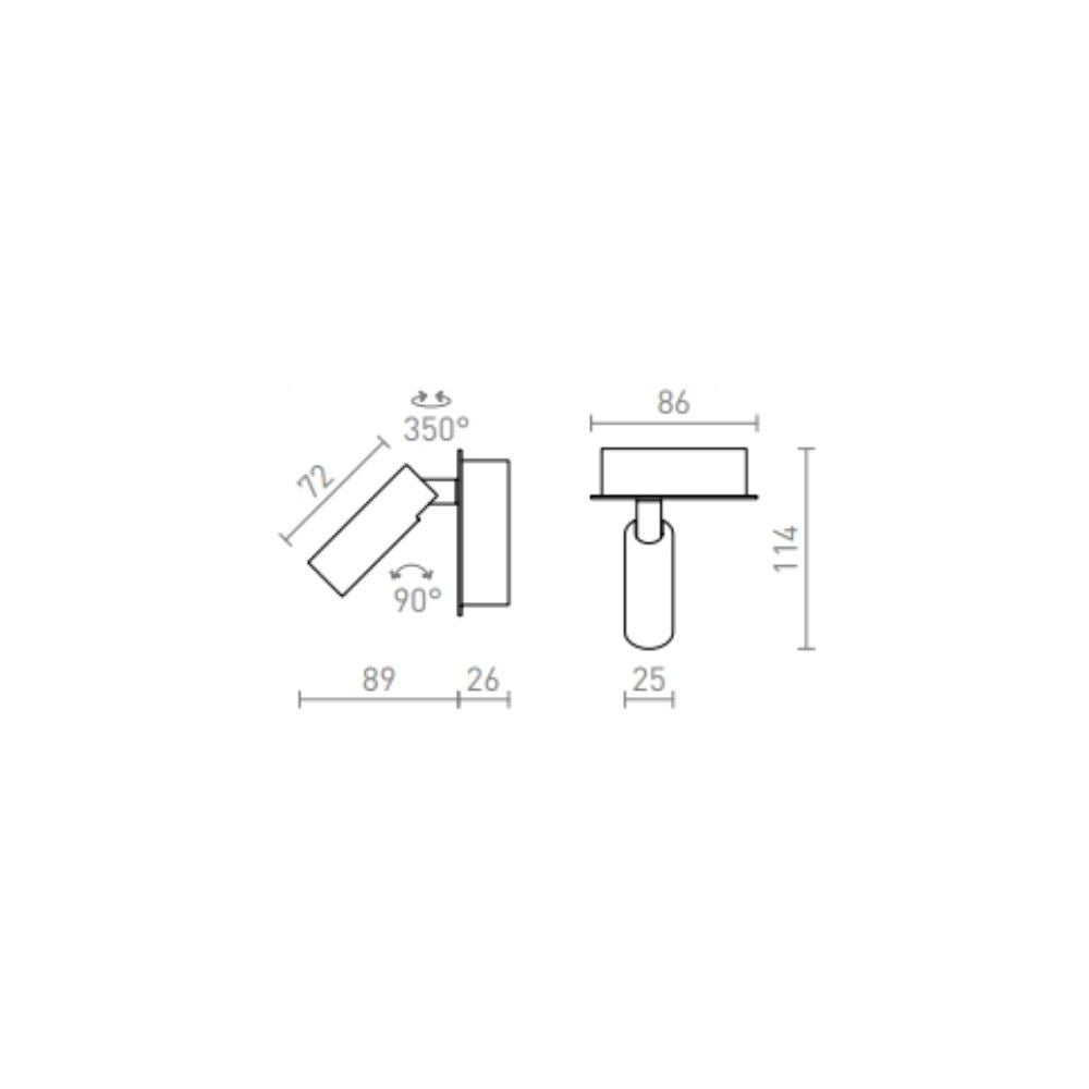 Faretto applique MIG da parete  nichel opaco 230V LED 3W 30°  3000K