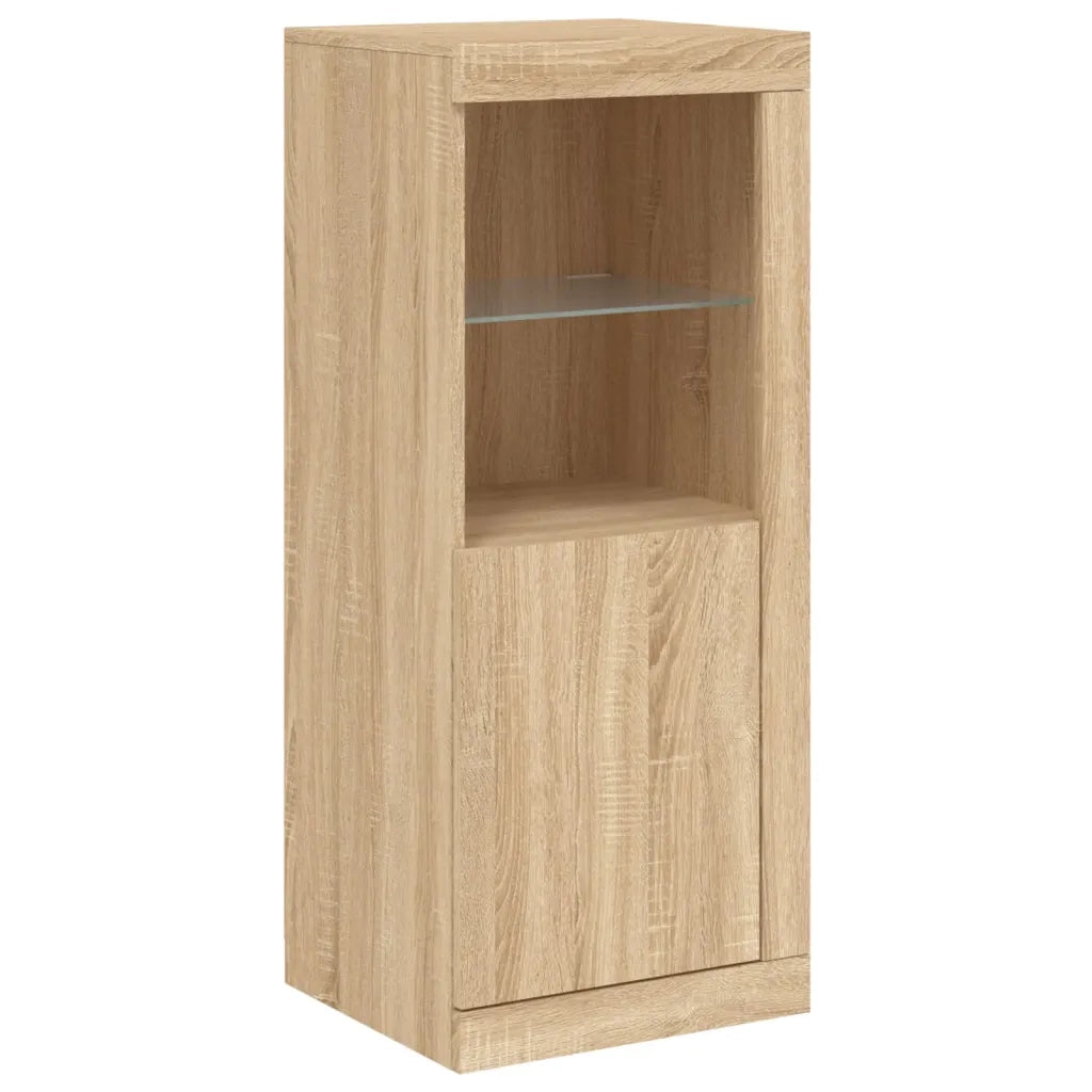 Credenze con Luci LED 3 pz | Madia | Buffet da pranzo | Armadio da pranzo Rovere Sonoma in Legno Multistrato