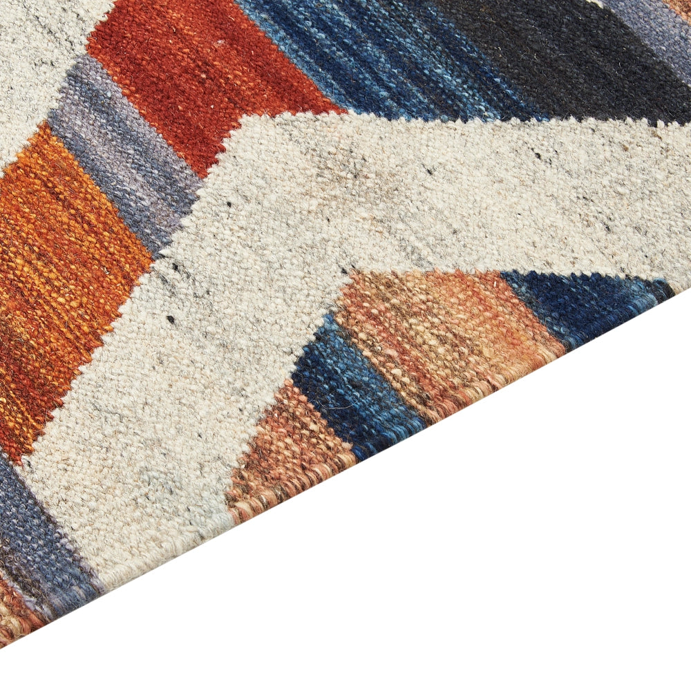 Tappeto di lana multicolore 200 x 300 cm kilim fatto a mano con strisce e nappe soggiorno camera da letto