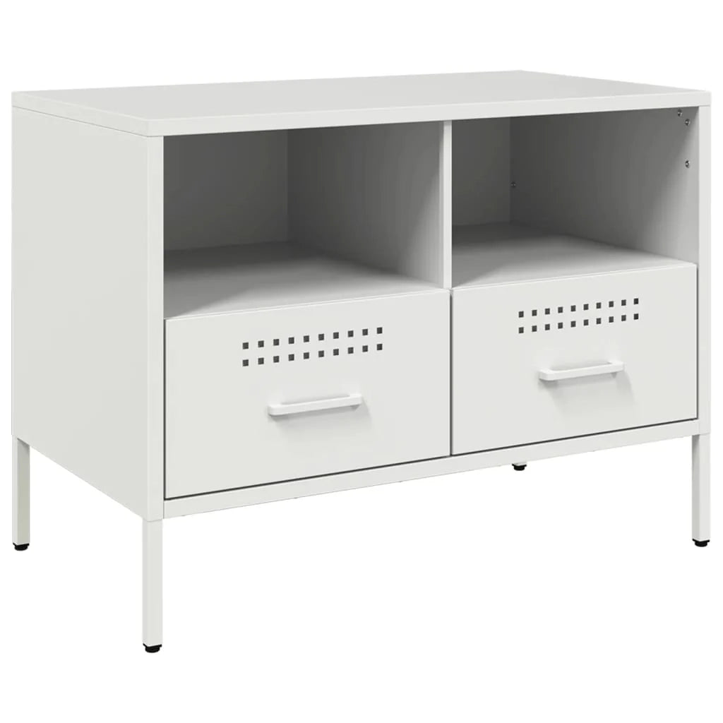 Mobile TV multimediale mensola TV credenza TV adatto per sala da pranzo soggiorno camera da letto 68 x 39 x 50,5 cm acciaio bianco 02_0026155