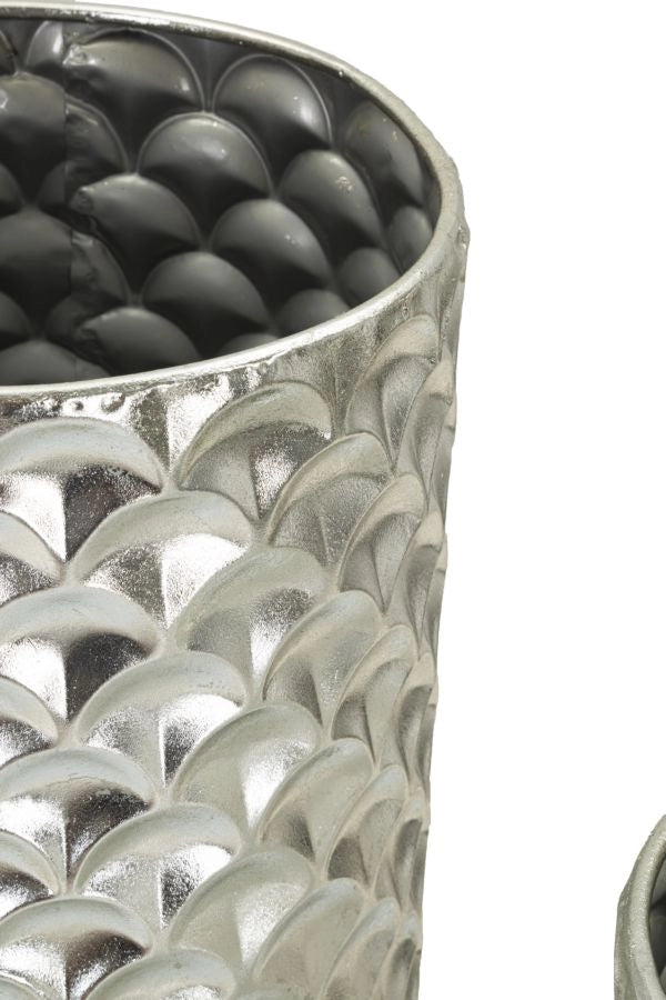Porta Vasi Coppia Silvy Ø37x92 cm - Ø32x75 cm in Ferro Argento
