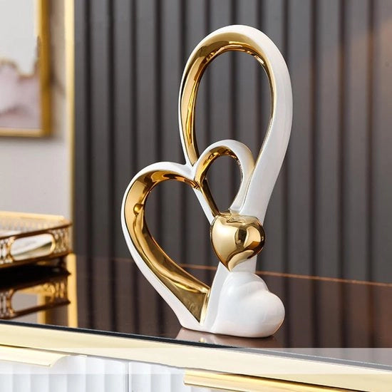 Doppio cuore ornamento, doppio cuore statuetta ceramica, decorazione per la casa, decorazione creativa per la casa, regalo, ufficio, salotto, decorazione, souvenir, adatto come regalo, altezza 30 cm.