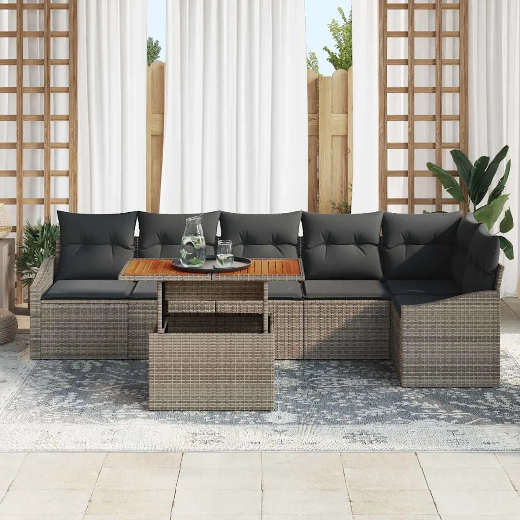 Set da Pranzo per Giardino con cuscino 7 pcs Grigio e Marrone 3349845