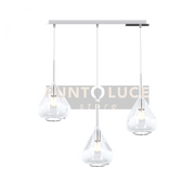 SOSPENSIONE CROMO 3 LUCI RETTANGOLARE VETRI TRASPARENTE 1177CR-S3 R-TR