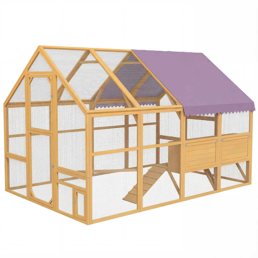 Pollaiolo in Legno con Recinto Esterno ¨C zephmum ¨C Giallo 280x180x190 cm