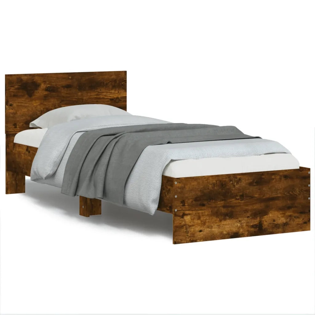Giroletto con Testiera Rovere Fumo 90x200 cm Legno Multistrato 838628