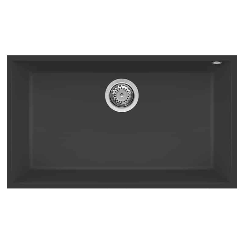 Lavello Elleci Incasso 1 vasca 76x44 Quadra 130 Sottotop Granitek Nero LGQ13040BSO