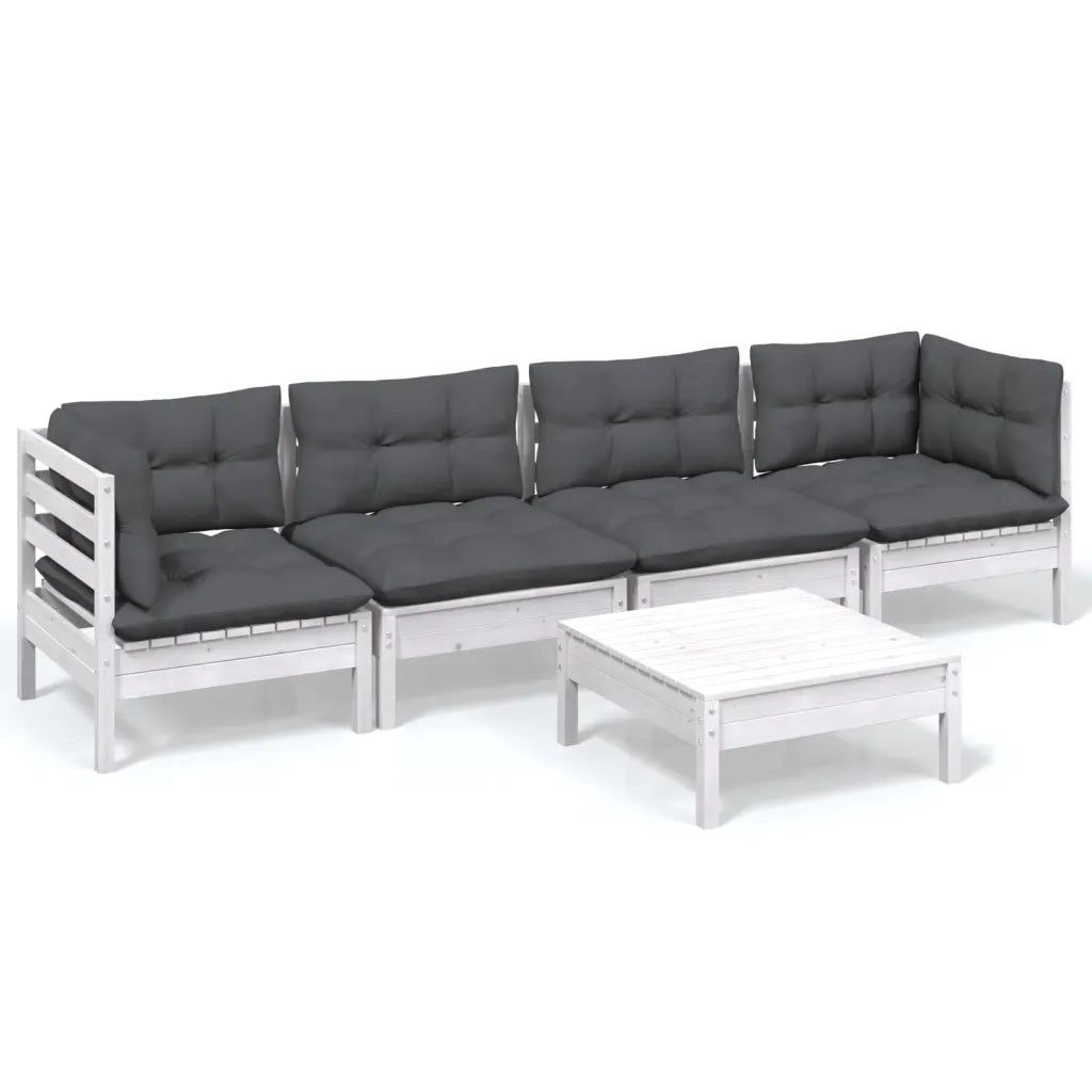 Set Salotto da Giardino 5pz con Cuscini Legno Massello di Pino 3096155