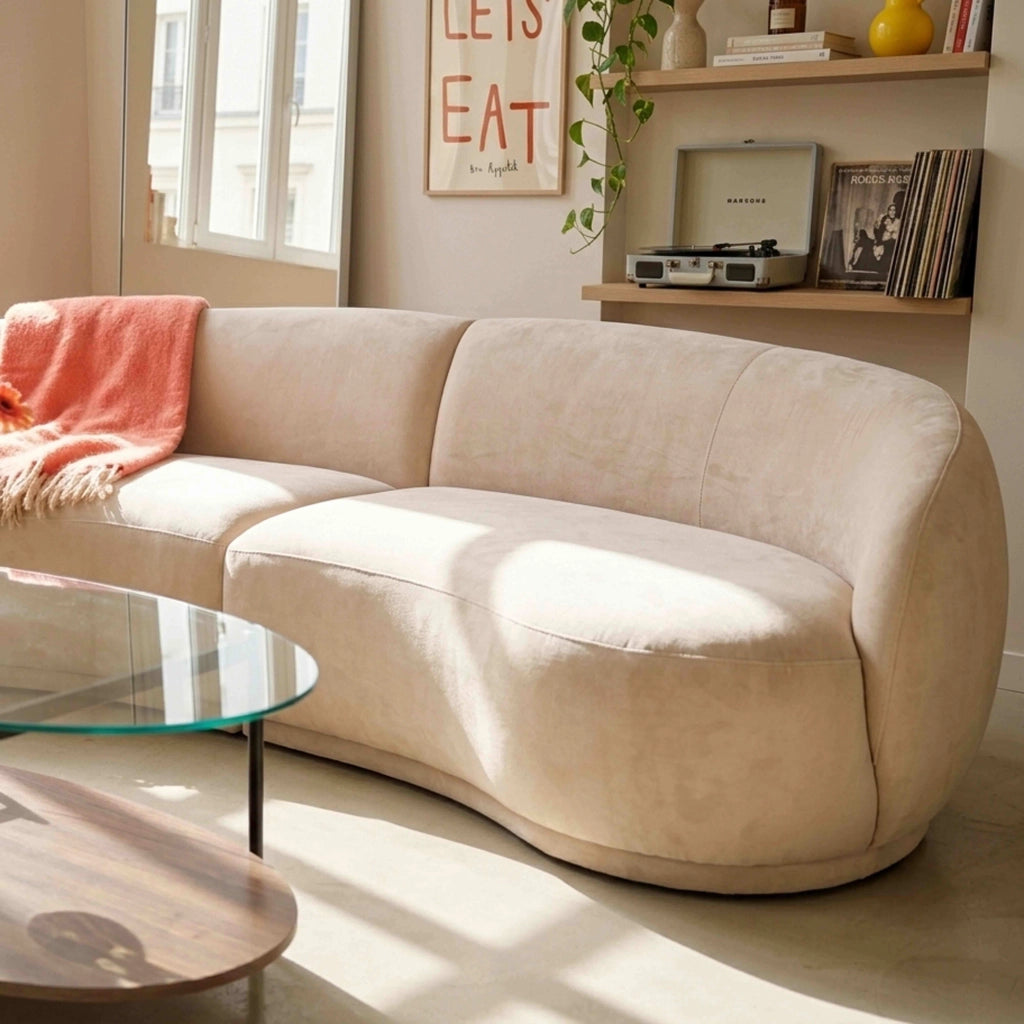 Divano in tessuto beige a 3 posti L 266 cm