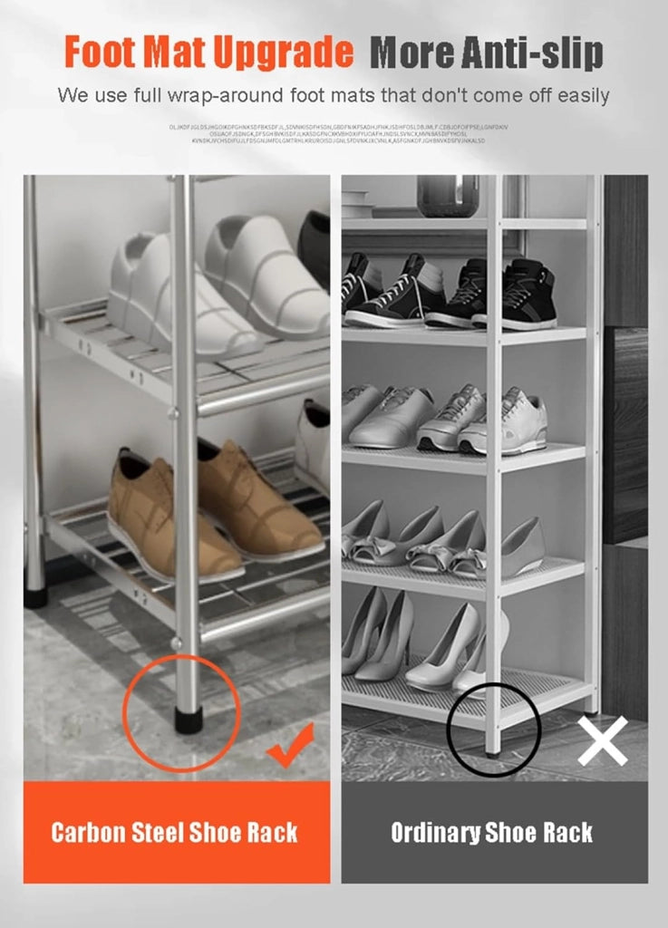 scarpiera Scarpiera Multi-Ripiano, Scaffale per Scarpe da Ingresso Larghezza 23 cm Passo 16 cm Organizzatore per Armadietto per Scarpe Verticale con Poggiapiedi Antiscivolo per Armadio Corridoio