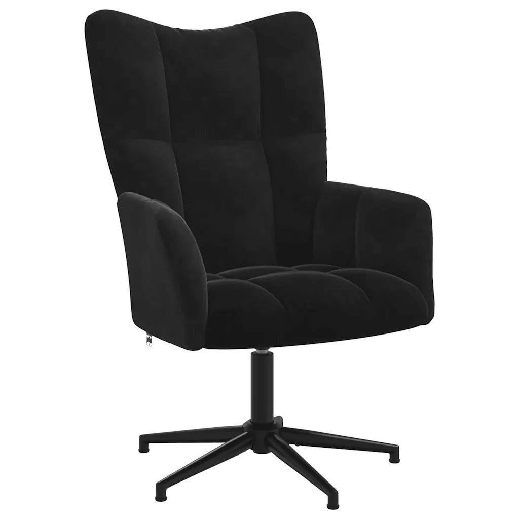 Poltrona Relax | Sedia Relax con Poggiapiedi Nero in Velluto