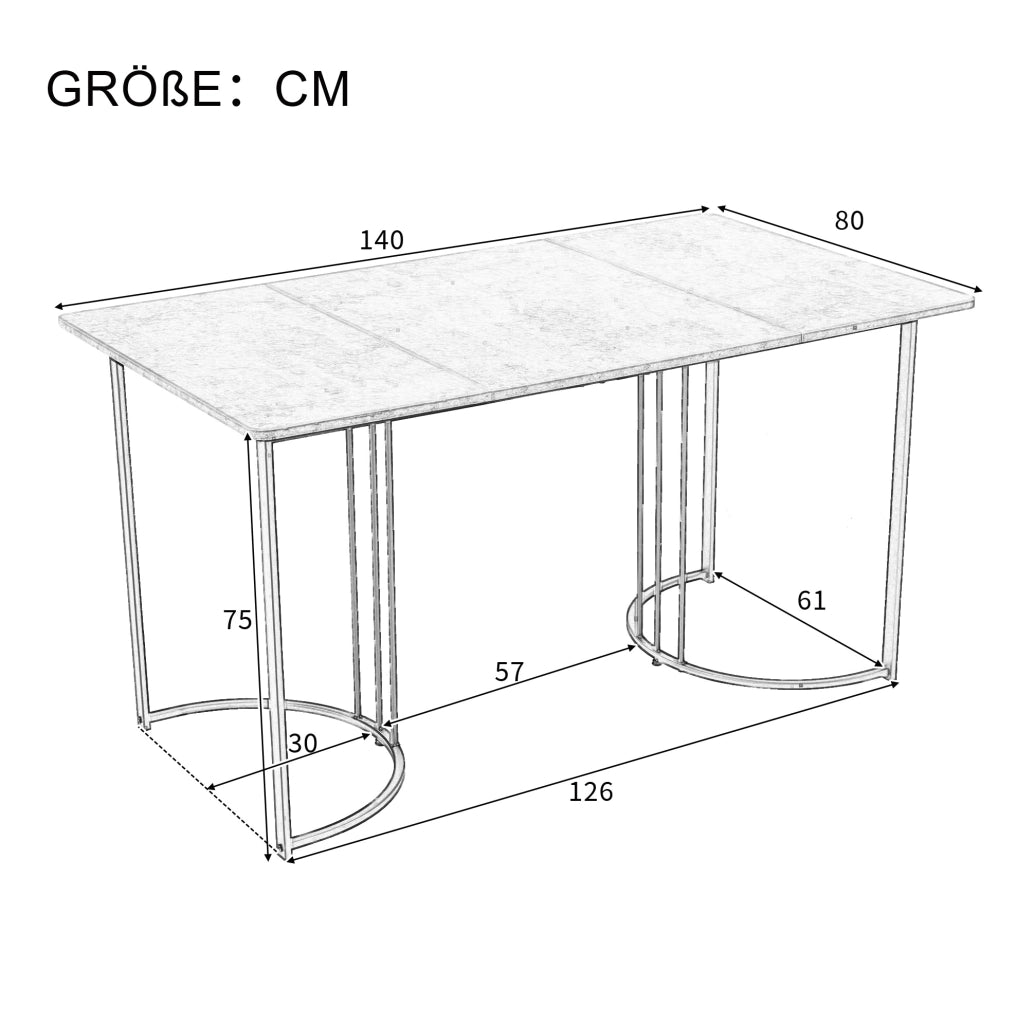 Set da pranzo 5 pezzi con tavolo 140x80 cm e 4 sedie