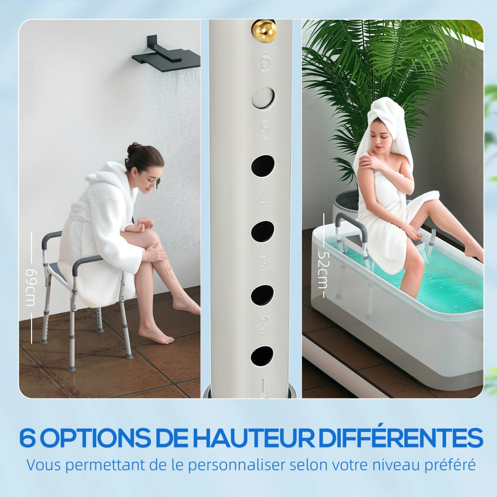 Sgabello Doccia per Disabili con Braccioli ¨C Zephmum ¨C Grigio Regolabile