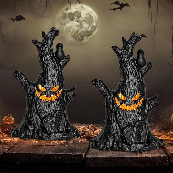 Decorazione albero di Halloween - 2 pezzi per feste di Halloween con candele fantasmi e figure luminose