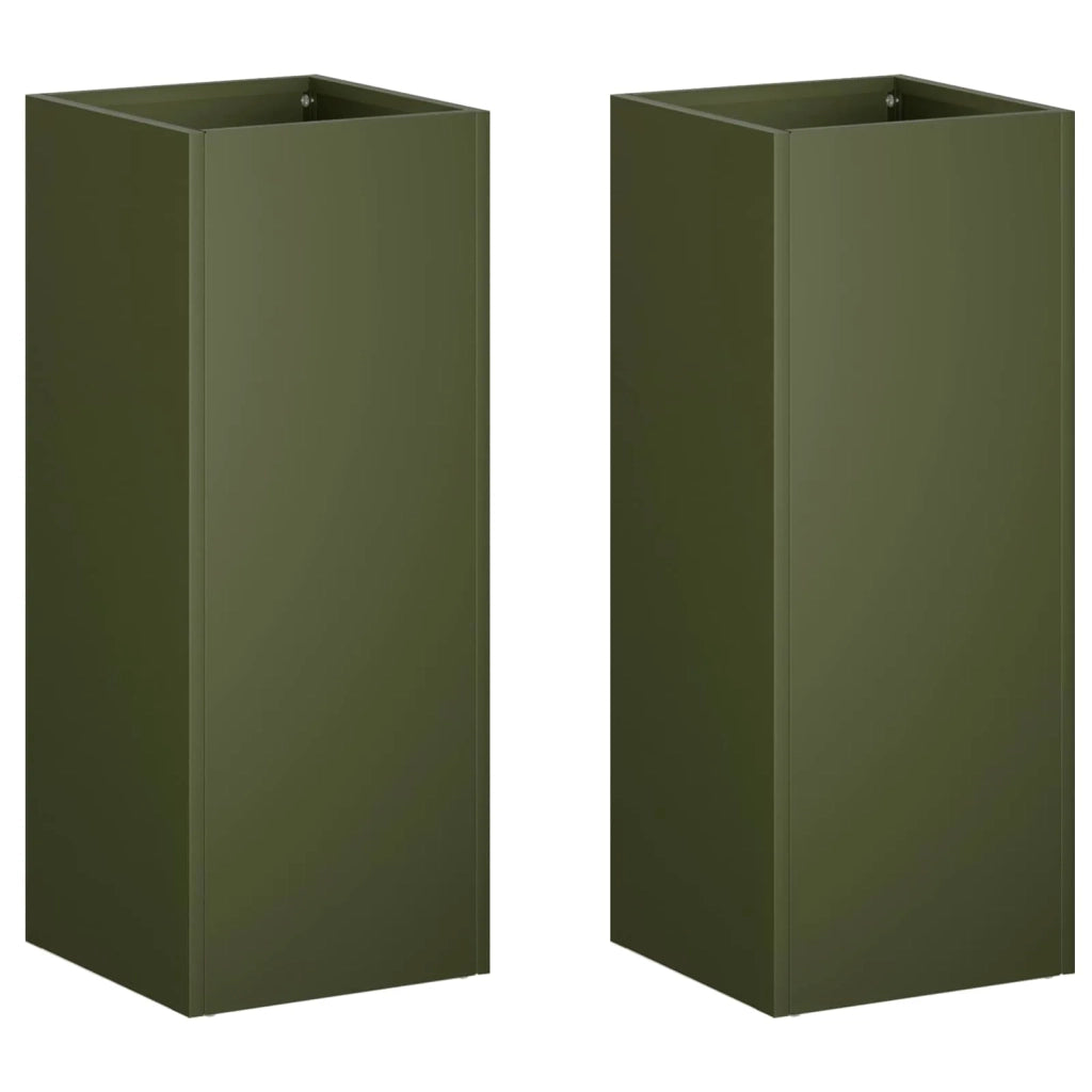 Vaso da giardino 2 pz Verde Oliva 20 x 20 x 50 cm 8005309