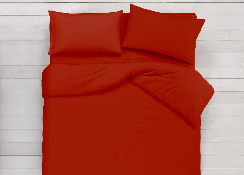 Copripiumino In 100% Cotone Double Face Rosso - Singolo - Rosso