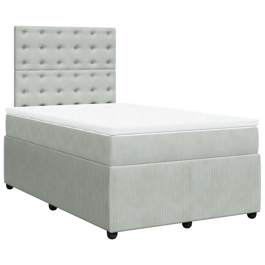 Giroletto a Molle con Materasso Grigio Chiaro 120x190cm Velluto